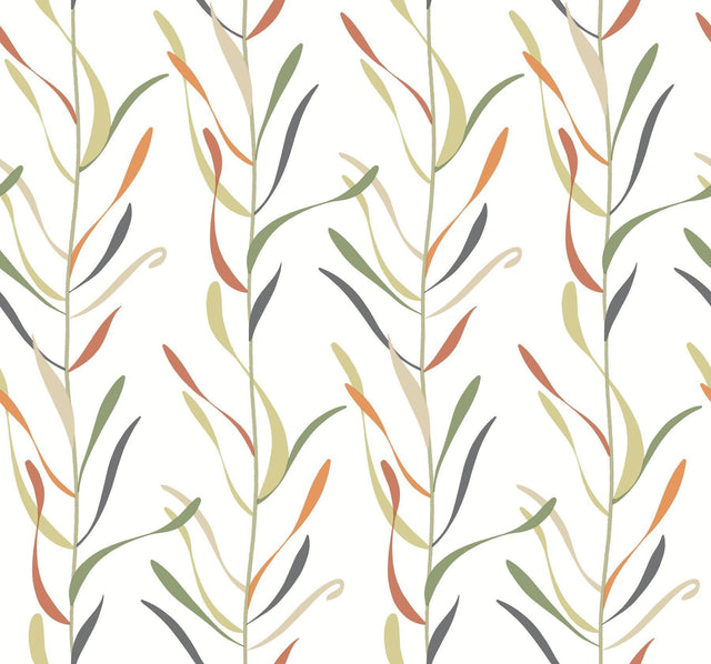 York Chloe Vine Sienna Orange Wallpaper