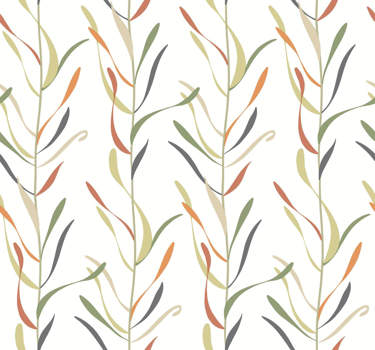 York Chloe Vine Sienna Orange/Green Wallpaper