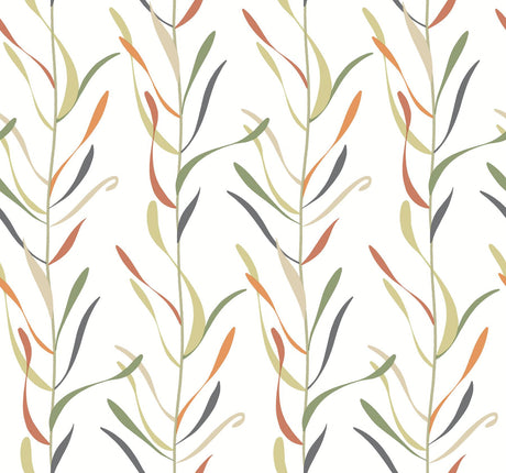 York Chloe Vine Sienna Orange/Green Wallpaper