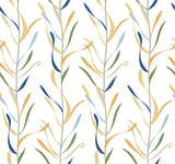 York Chloe Vine Ochre Yelllow/Blue Wallpaper