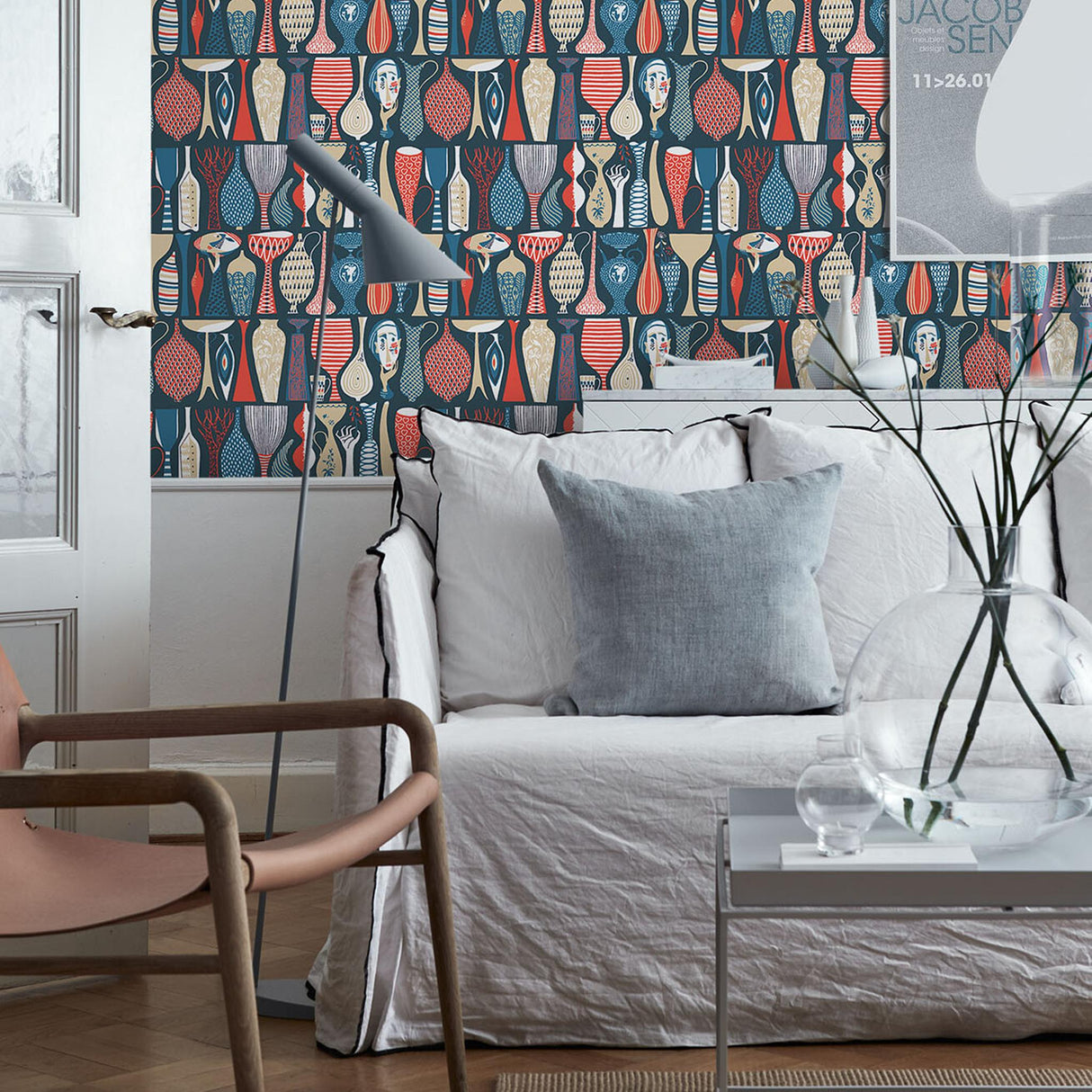 Borastapeter Pottery Navy And Red Wallpaper