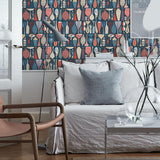 Borastapeter Pottery Navy And Red Wallpaper