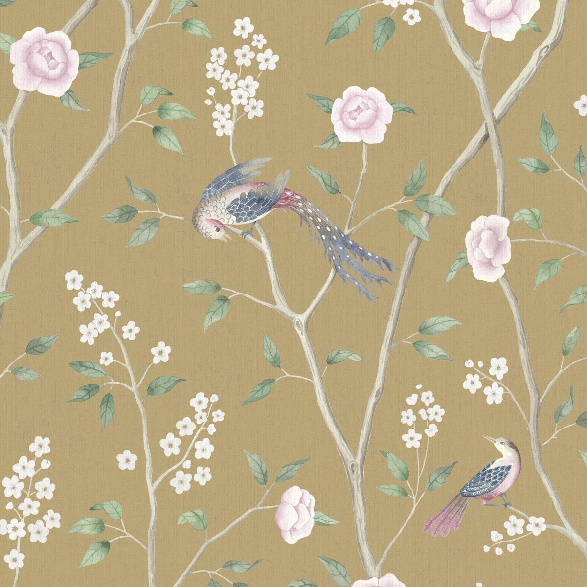 Borastapeter Paradise Birds Gold Wallpaper