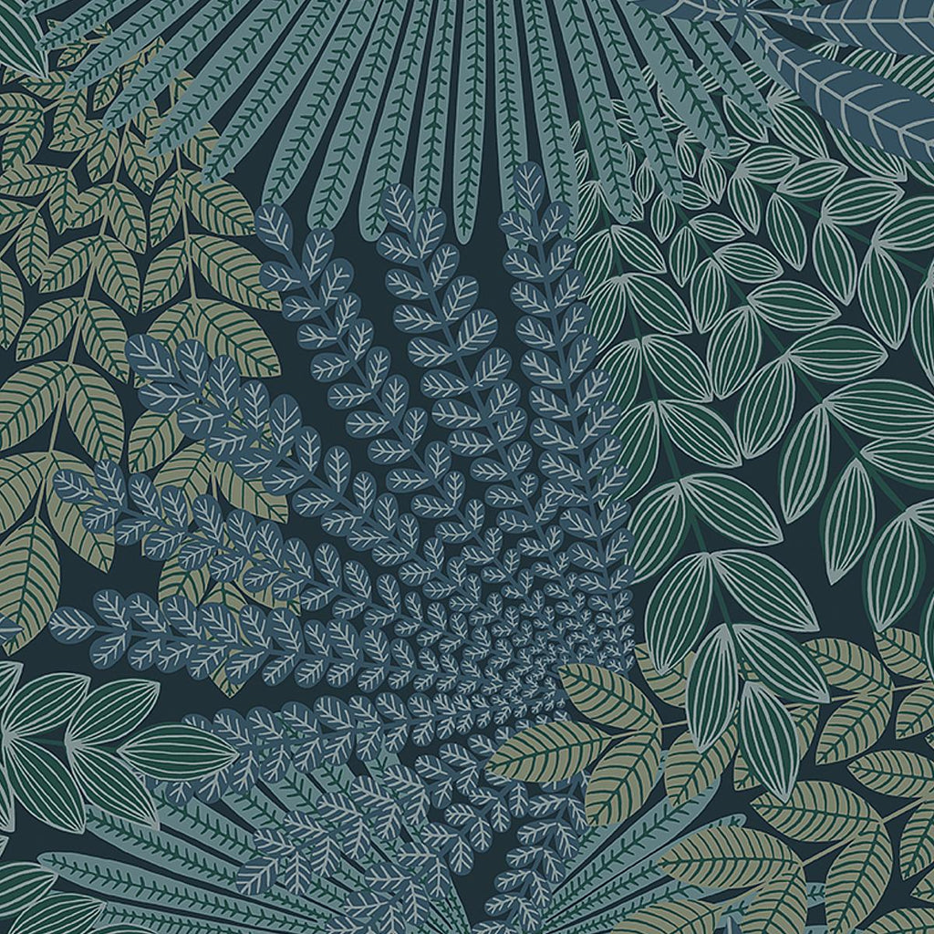 Borastapeter Velvet Leaves Spruce And Blue Wallpaper
