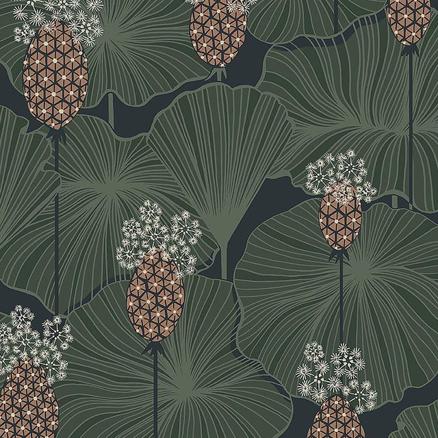 Borastapeter Umbrella Leaves Navy Wallpaper