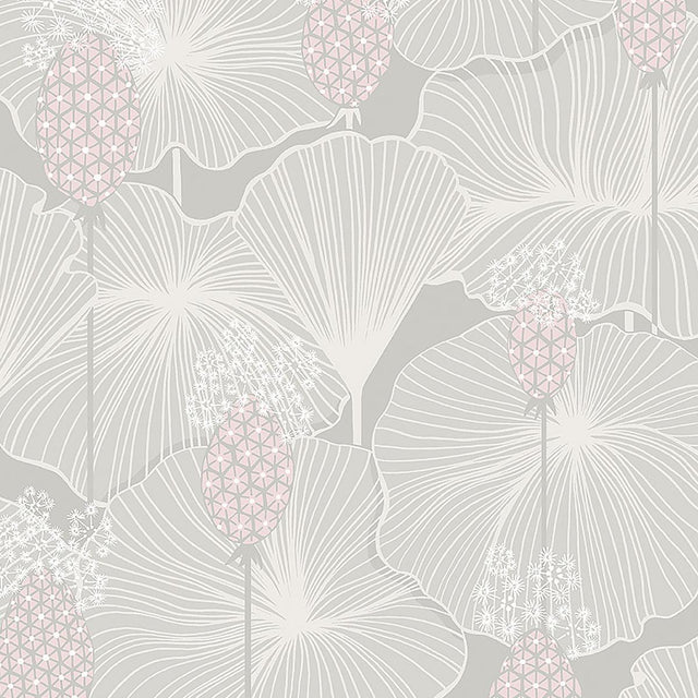 Borastapeter Umbrella Leaves Grey Wallpaper