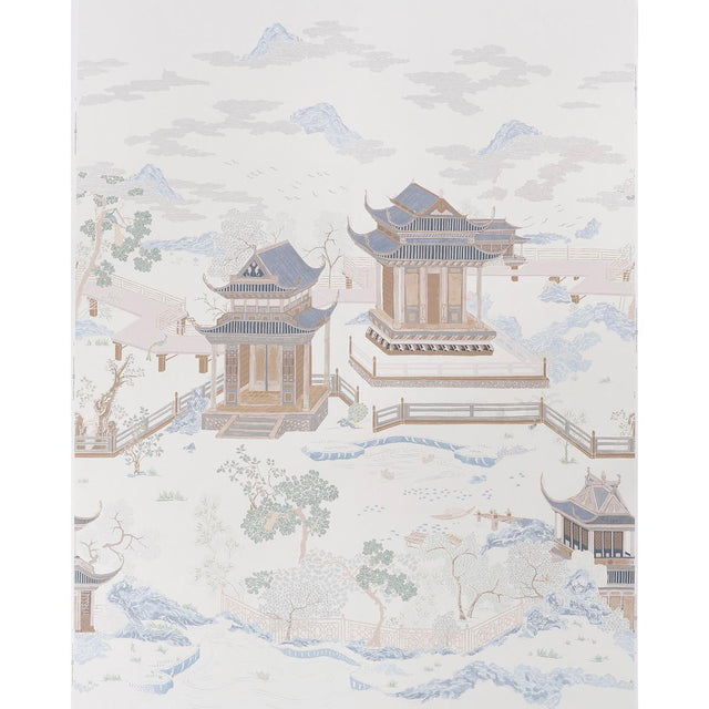 Schumacher Coromandel Panel Set Alabaster Wallpaper