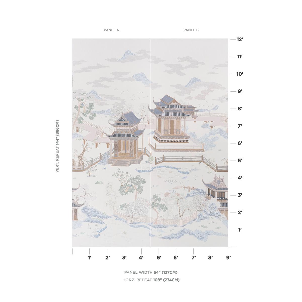 Schumacher Coromandel Panel Set Alabaster Wallpaper