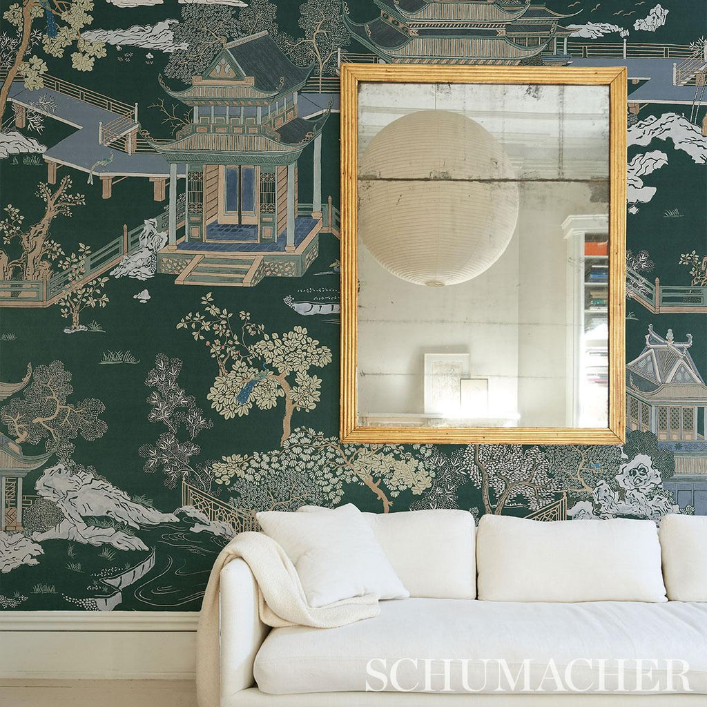 Schumacher Coromandel Panel Set Alabaster Wallpaper