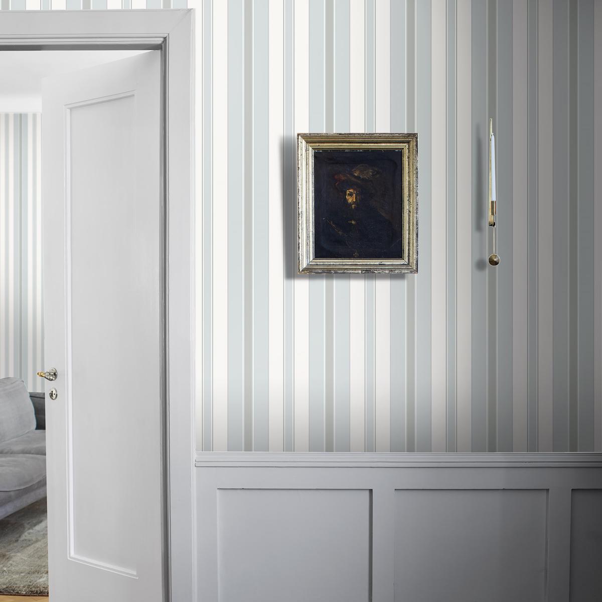 Borastapeter Stockholm Stripe Sky And Silver Wallpaper