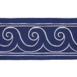 Schumacher White On Navy Greek Waves Trim