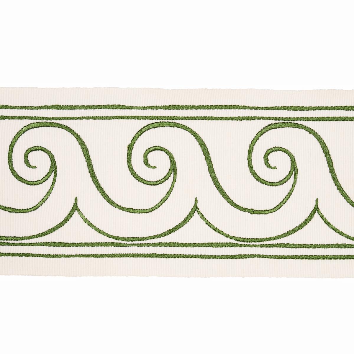 Schumacher Green On Ivory Greek Waves Trim