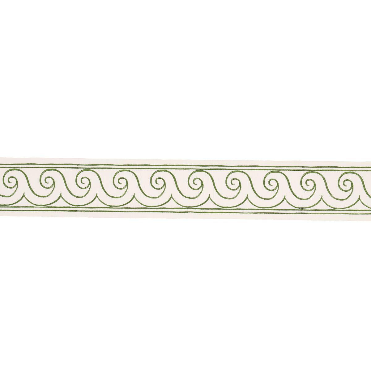 Schumacher Green On Ivory Greek Waves Trim