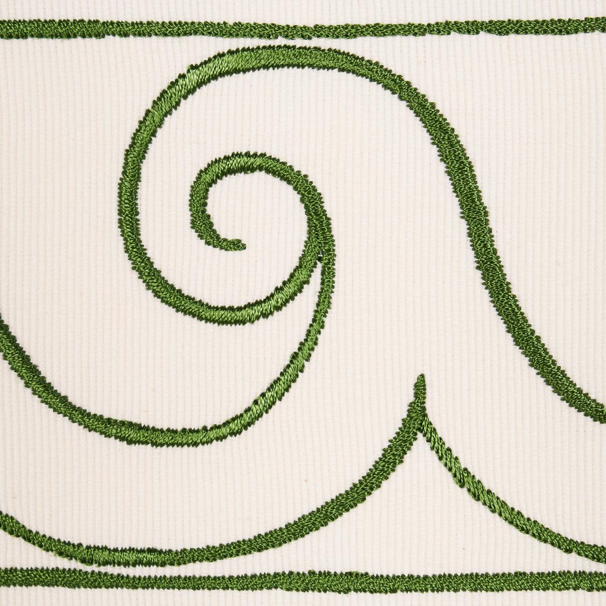 Schumacher Green On Ivory Greek Waves Trim