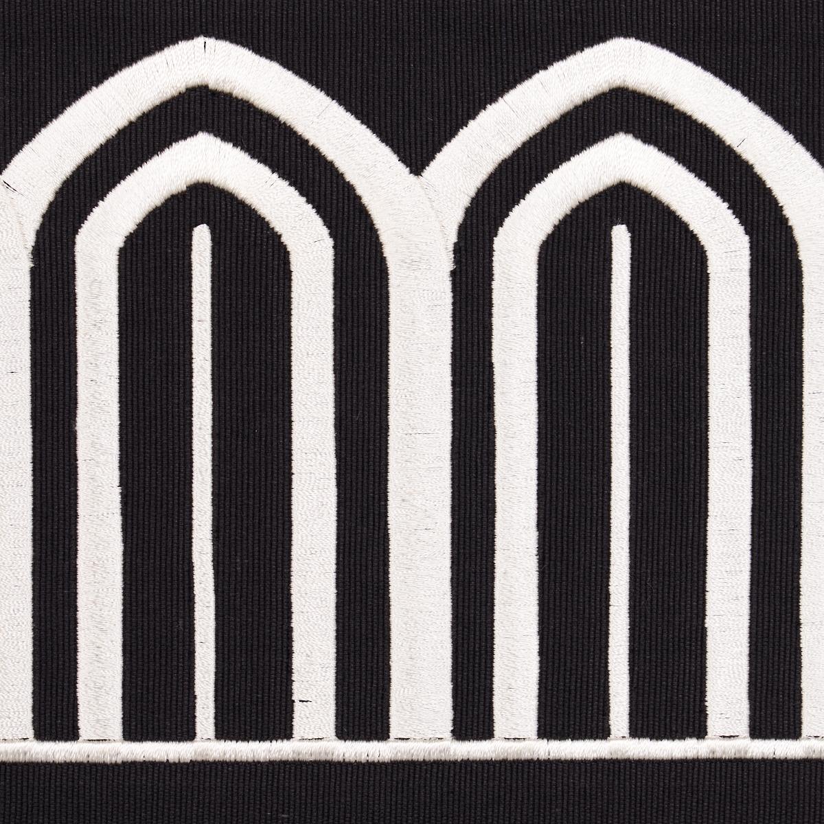 Schumacher White On Black Arches Embroidered Tape Wide
