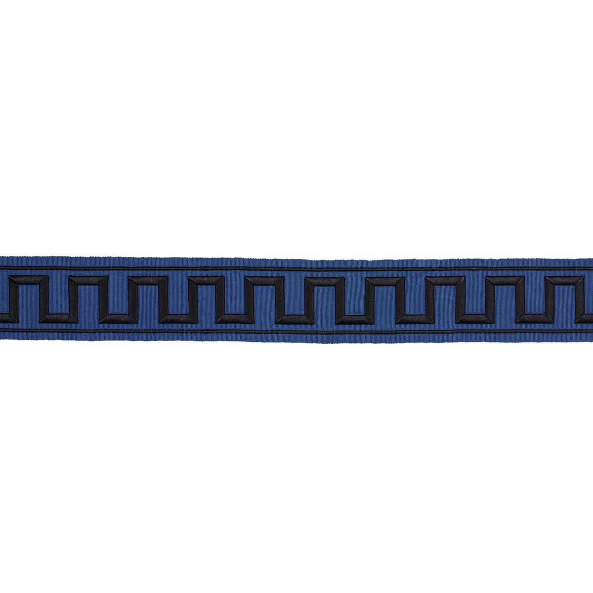 Schumacher Black On Navy Greek Key Embroidered Tape