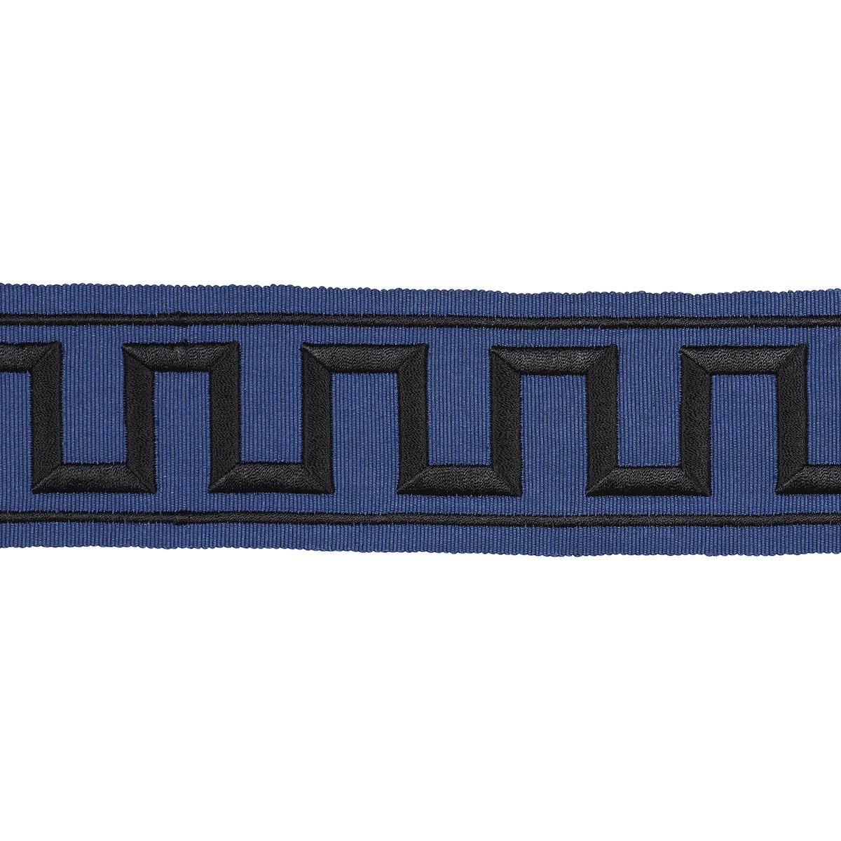 Schumacher Black On Navy Greek Key Embroidered Tape