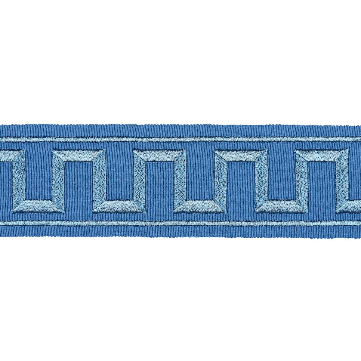 Schumacher Teal Greek Key Embroidered Tape