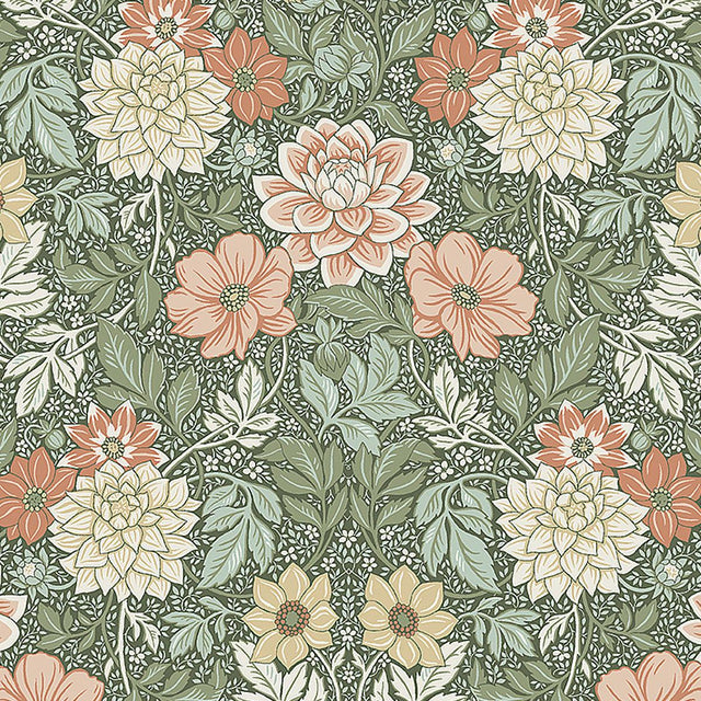 Borastapeter Dahlia Garden Green Wallpaper