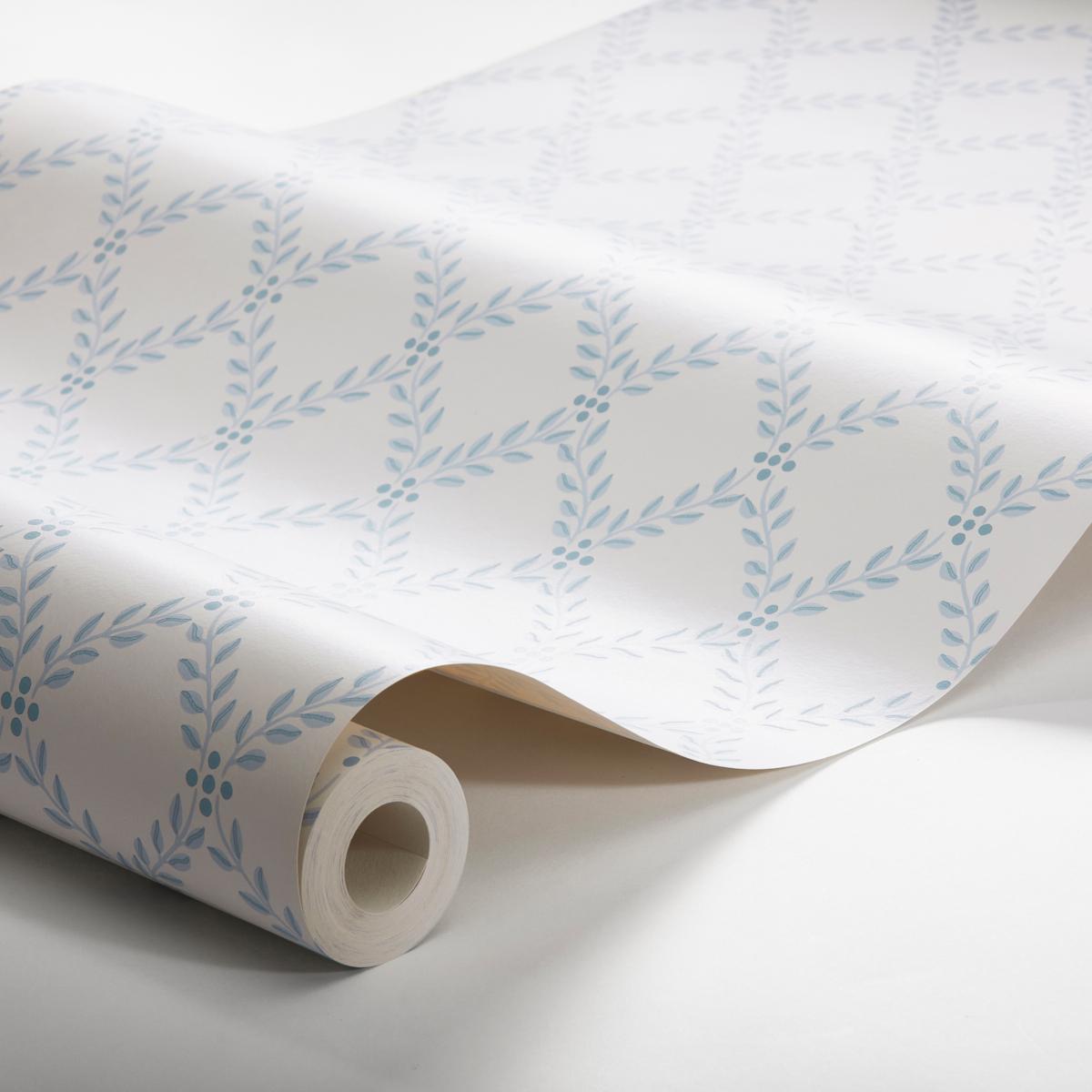 Borastapeter Trellis Leaves Blue Wallpaper