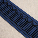 Schumacher Black On Navy Arches Embroidered Tape Medium