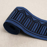 Schumacher Black On Navy Arches Embroidered Tape Medium