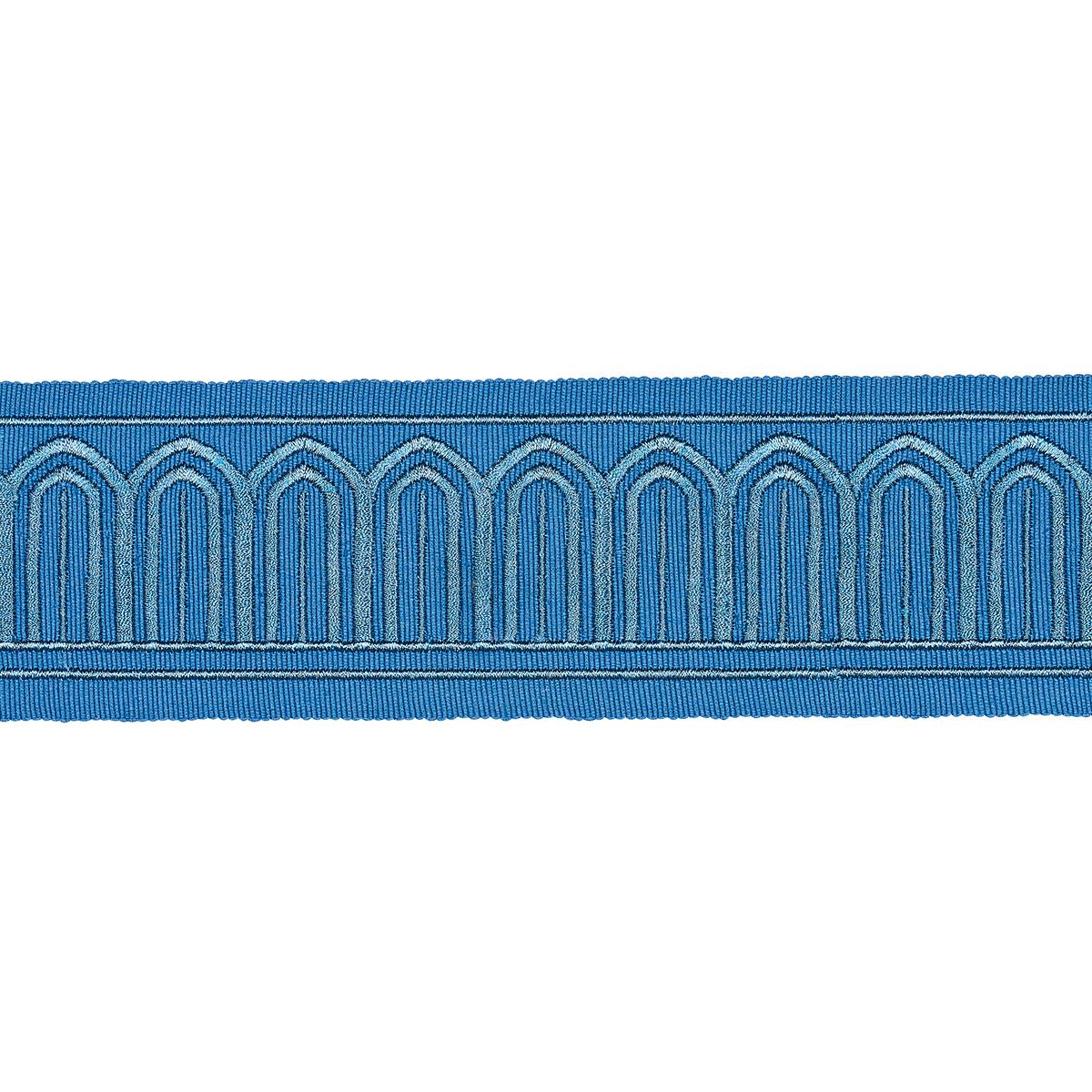 Schumacher Teal Arches Embroidered Tape Medium