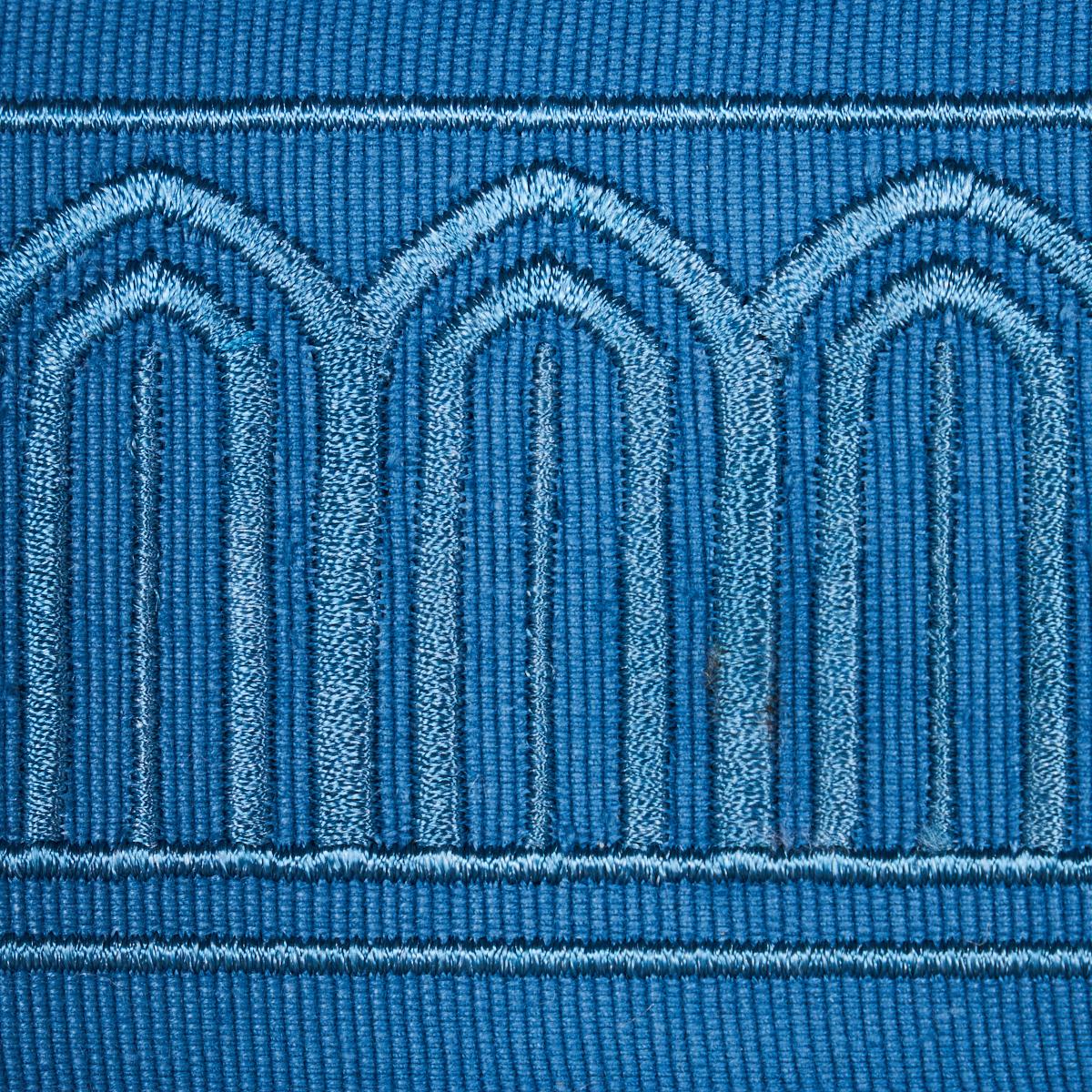 Schumacher Teal Arches Embroidered Tape Medium