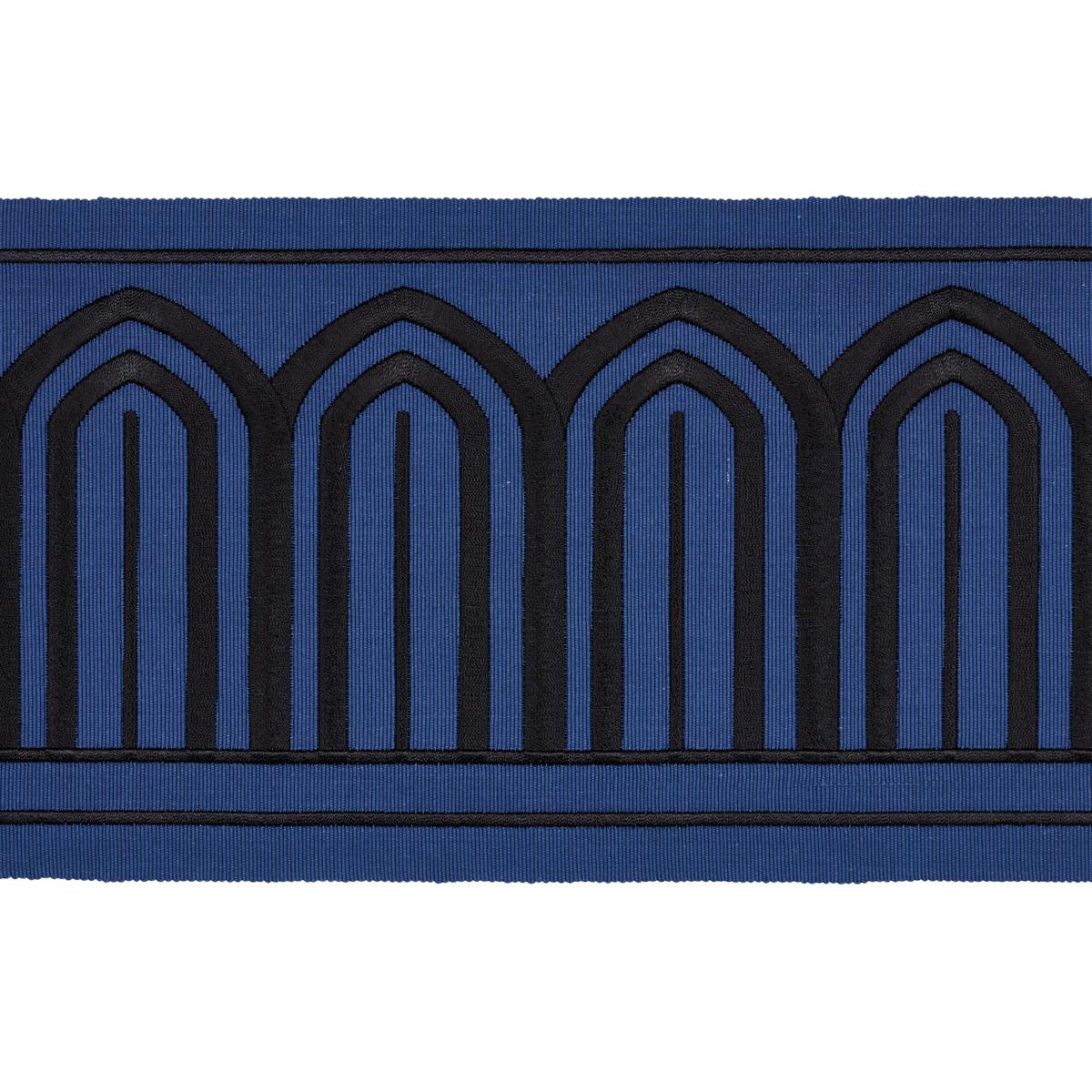 Schumacher Black On Navy Arches Embroidered Tape Wide