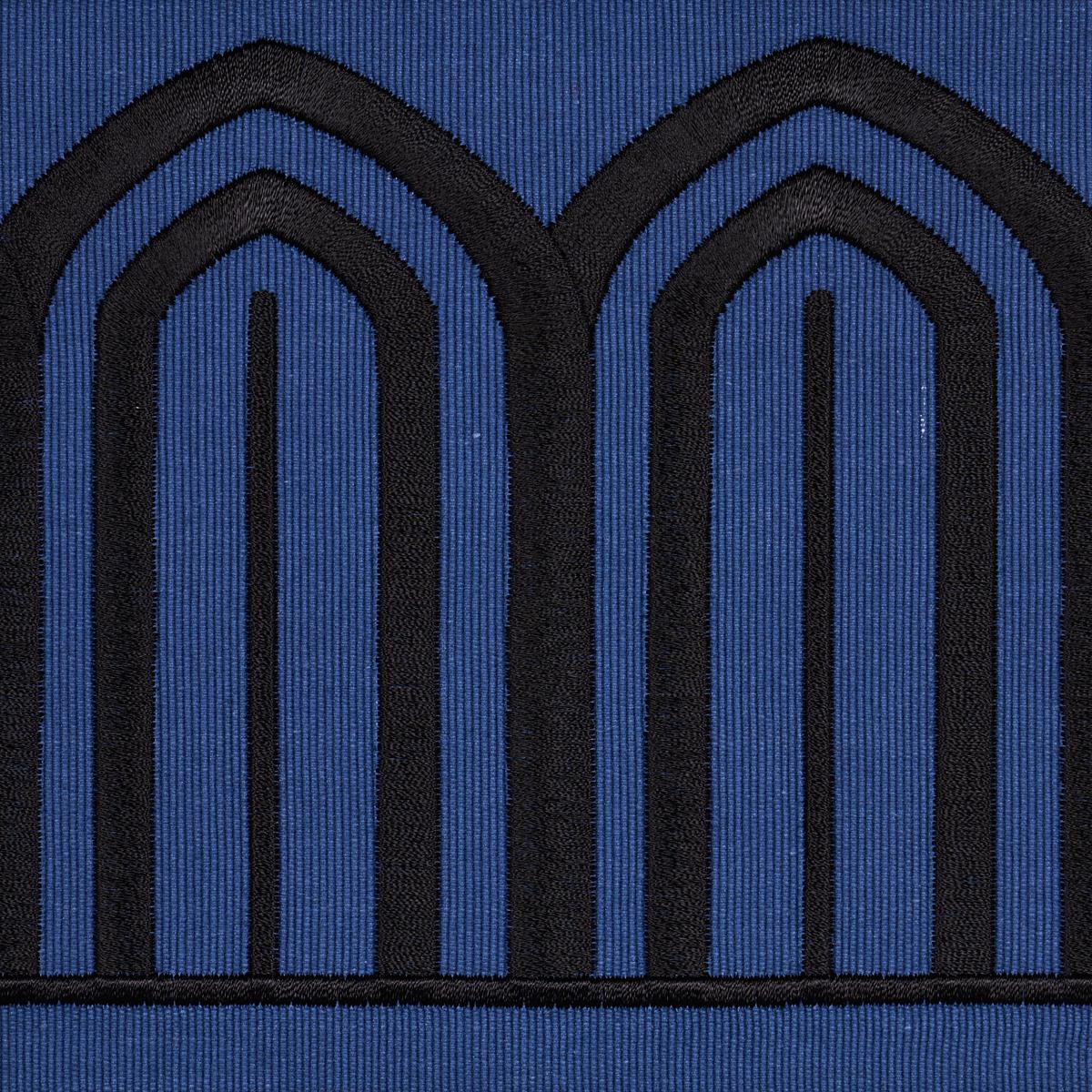Schumacher Black On Navy Arches Embroidered Tape Wide