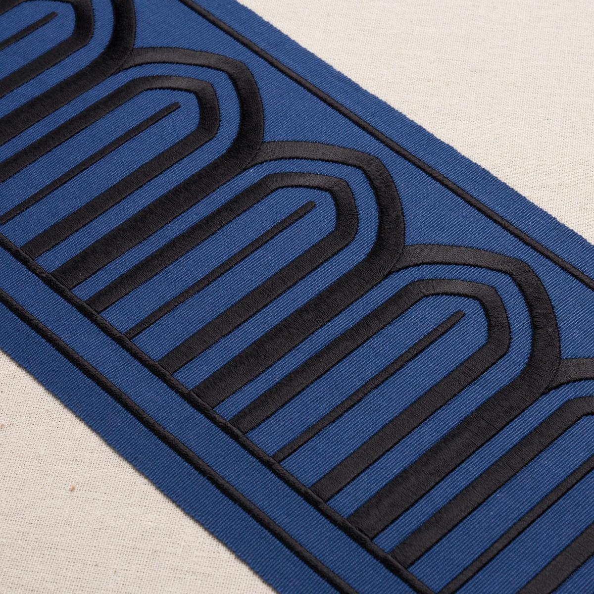 Schumacher Black On Navy Arches Embroidered Tape Wide