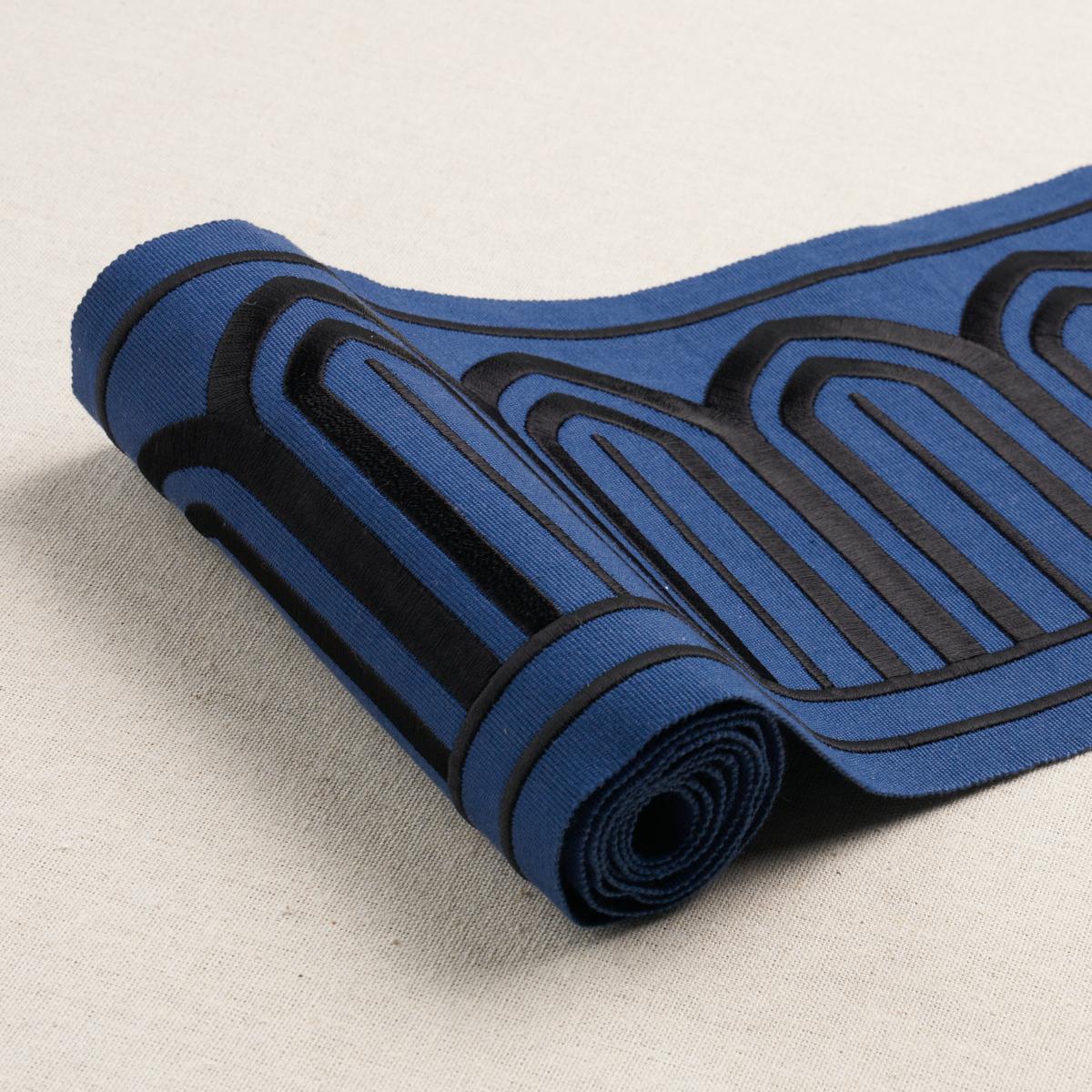 Schumacher Black On Navy Arches Embroidered Tape Wide