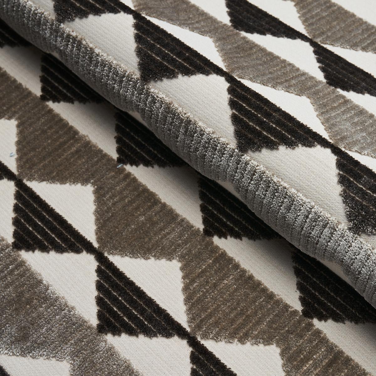 Schumacher Ridge Line Velvet Stone Grey Fabric