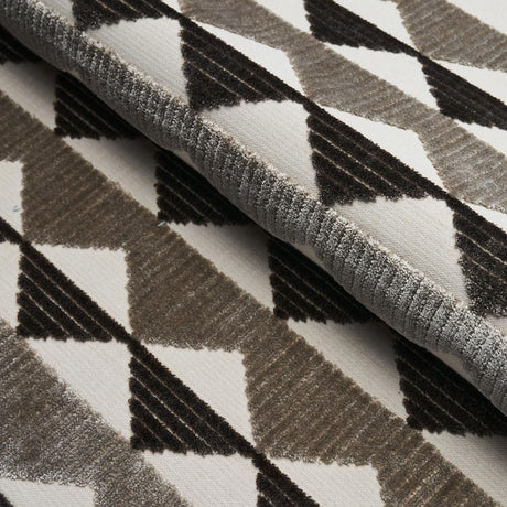 Schumacher Ridge Line Velvet Stone Grey Fabric