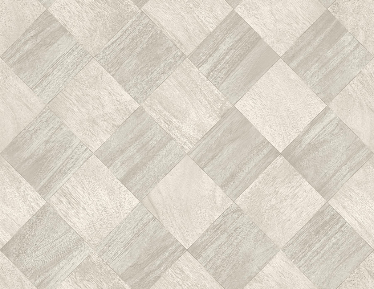 A-Street Prints Thriller Wood Tile Light Grey Wallpaper