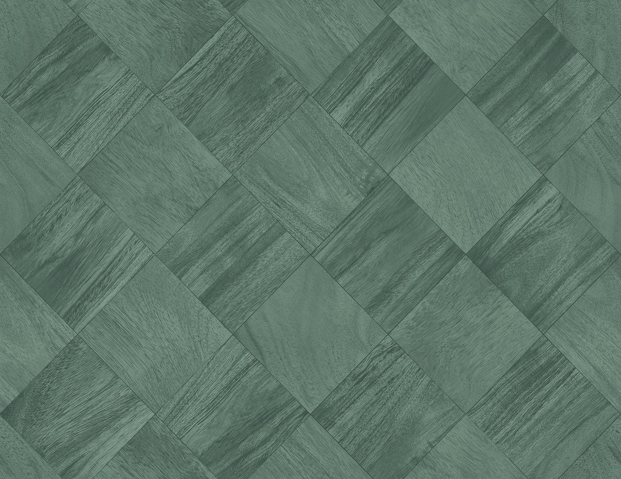 A-Street Prints Thriller Wood Tile Green Wallpaper