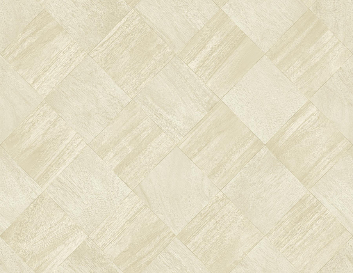 A-Street Prints Thriller Wood Tile Cream Wallpaper