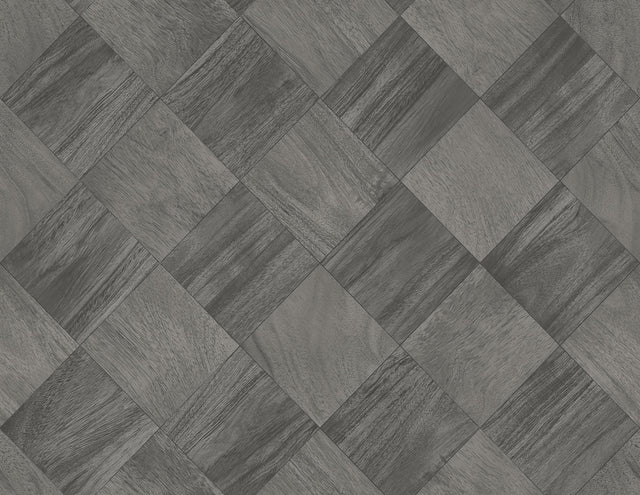 A-Street Prints Thriller Black Wood Tile Wallpaper