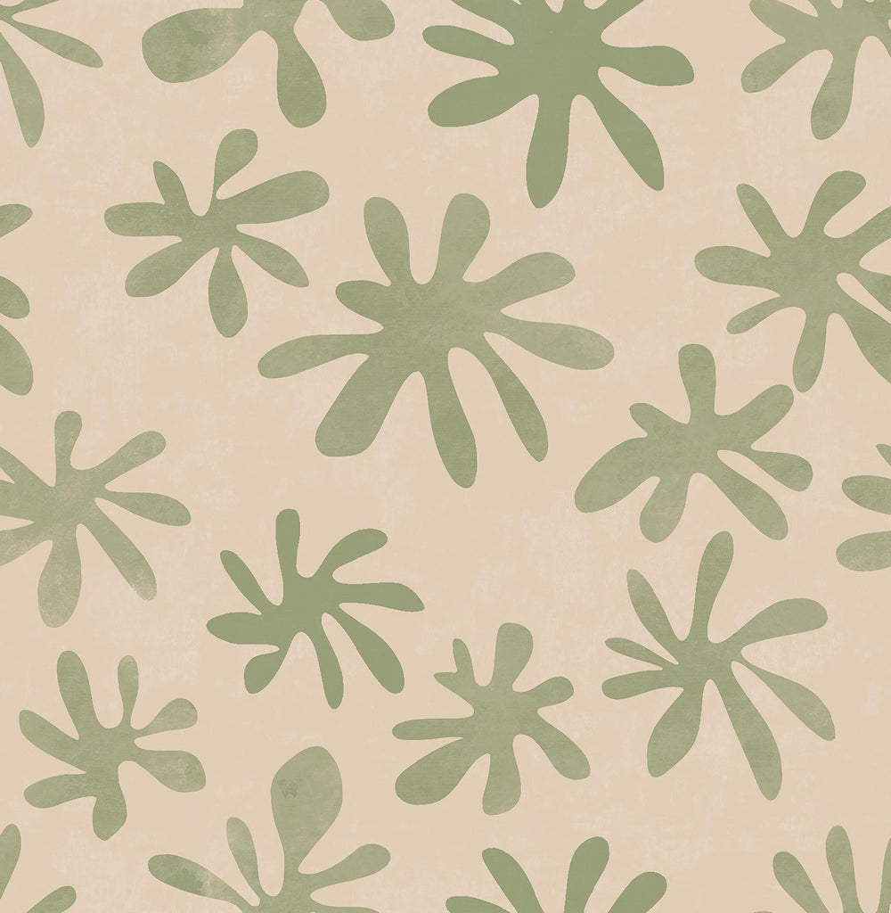 Brewster Home Fashions Blush and Sage Field of Flowers Peel & Stick Wallpaper