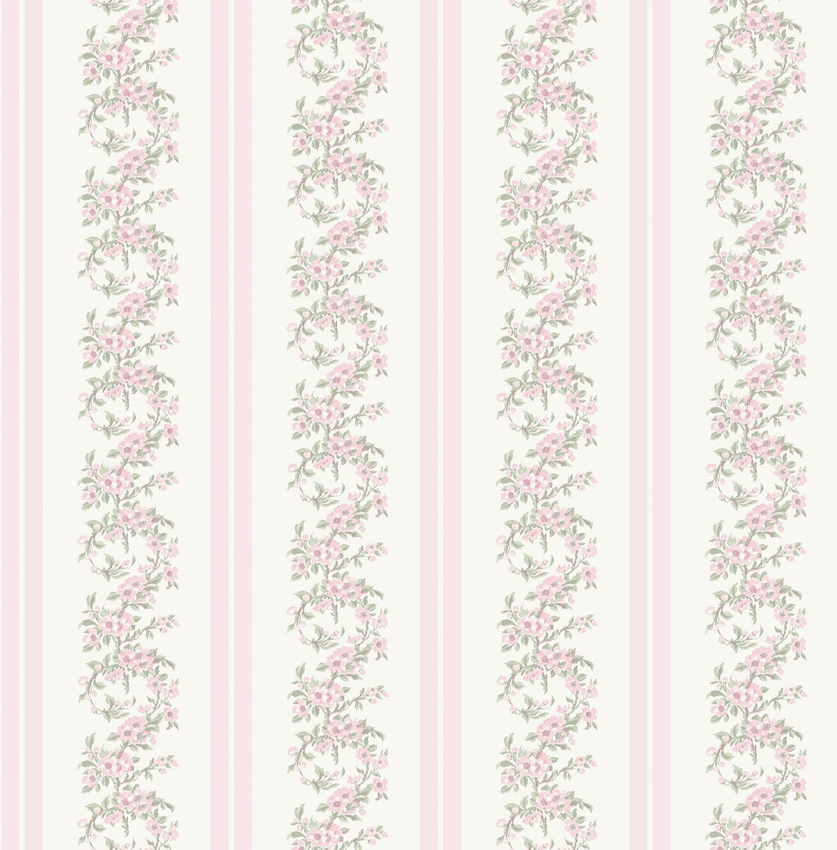 A-Street Prints Marigold Wreath Pastel Peach Floral Stripe Wallpaper