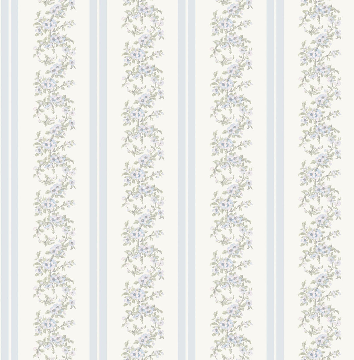 A-Street Prints Marigold Wreath Baby Blue Rush Floral Stripe Wallpaper