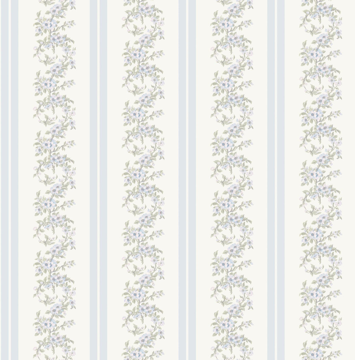 A-Street Prints Marigold Wreath Floral Stripe Baby Blue Rush Wallpaper