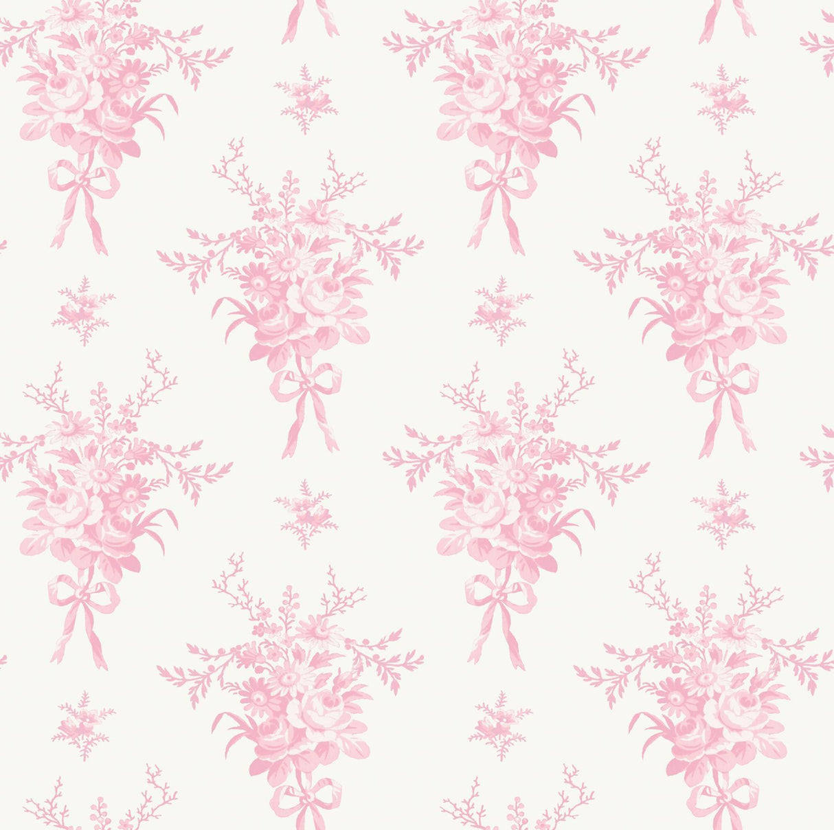 A-Street Prints Rosie Arrangements Kiss Pink Bouquet Toss Wallpaper