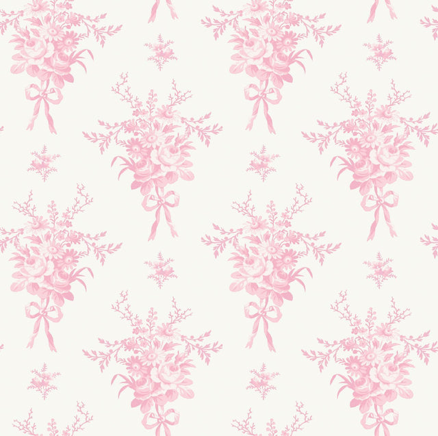 A-Street Prints Rosie Arrangements Kiss Pink Bouquet Toss Wallpaper