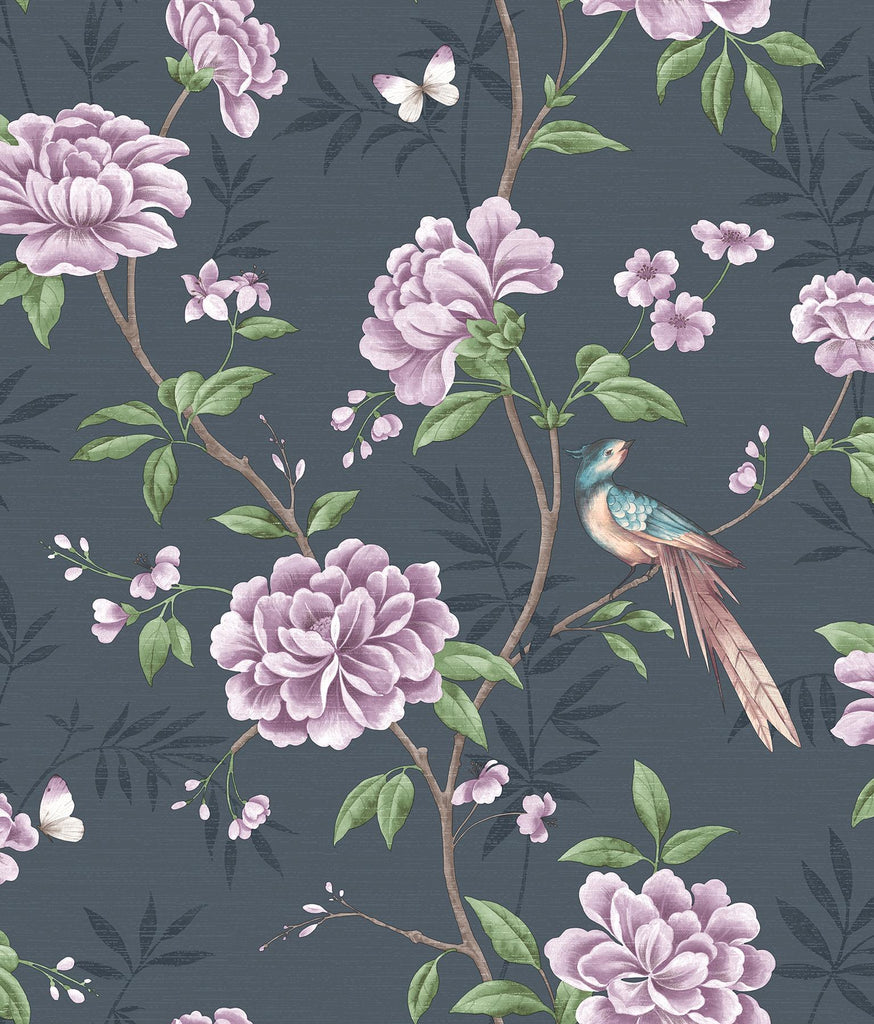Brewster Home Fashions Akina Navy Floral Wallpaper