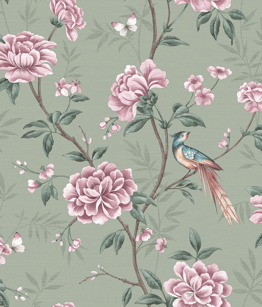 Brewster Home Fashions Akina Sage Floral Wallpaper