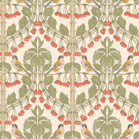 G P & J Baker BIRDS & CHERRIES RED/GREEN Wallpaper