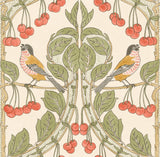 G P & J Baker BIRDS & CHERRIES RED/GREEN Wallpaper