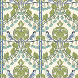 G P & J Baker BIRDS & CHERRIES GREEN/BLUE Wallpaper
