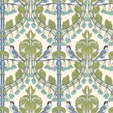G P & J Baker BIRDS & CHERRIES GREEN/BLUE Wallpaper